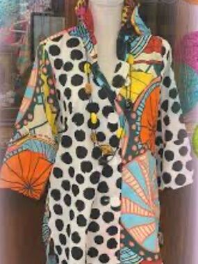 Adore Multicolor Abstract Print Dress with Coral and Teal Accents